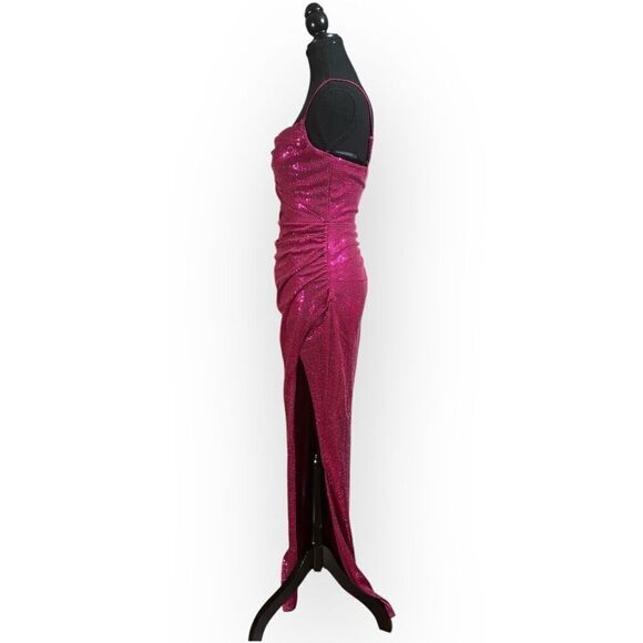 NWOT City Triangles Womens Fuchsia Sequin Maxi Dress Size XS Juniors - Picture 6 of 11